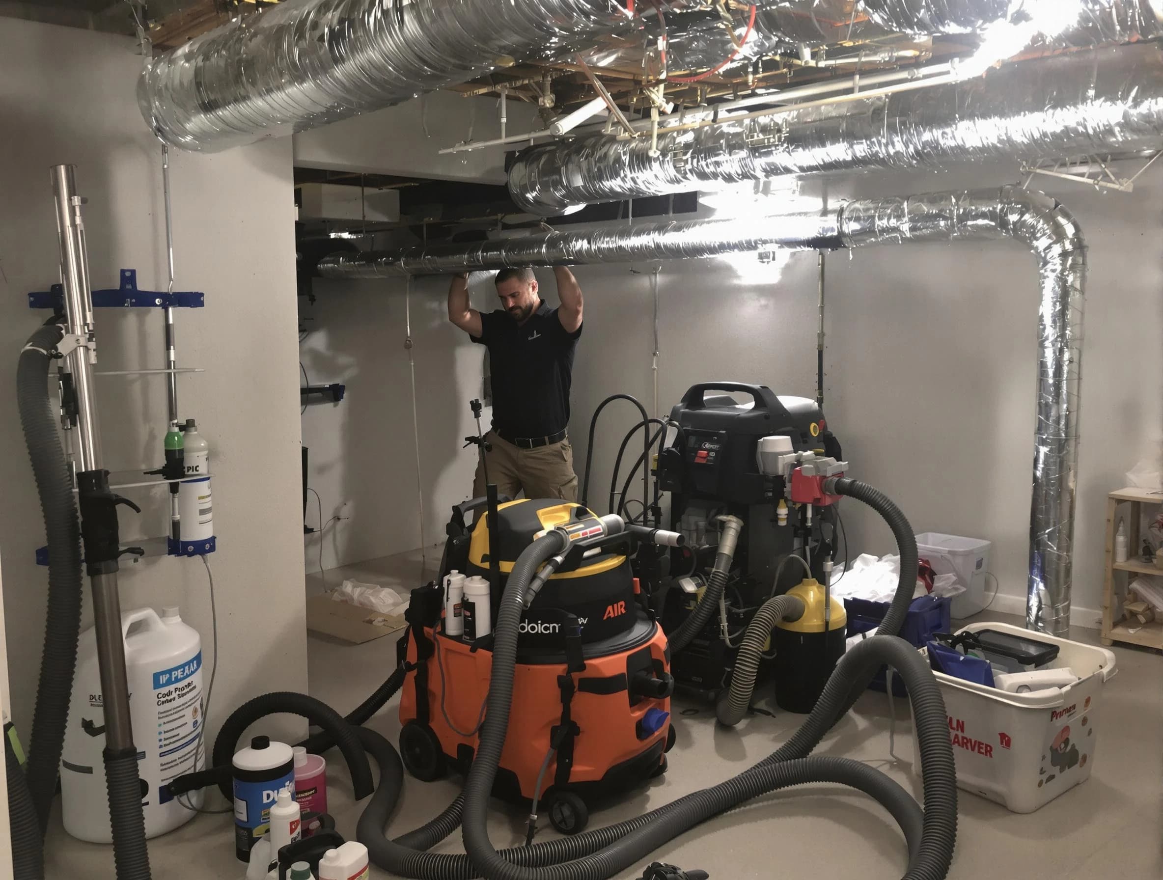 Ashland City Air Duct Cleaning specialist performing professional mold removal from air ducts using safety equipment in Ashland City