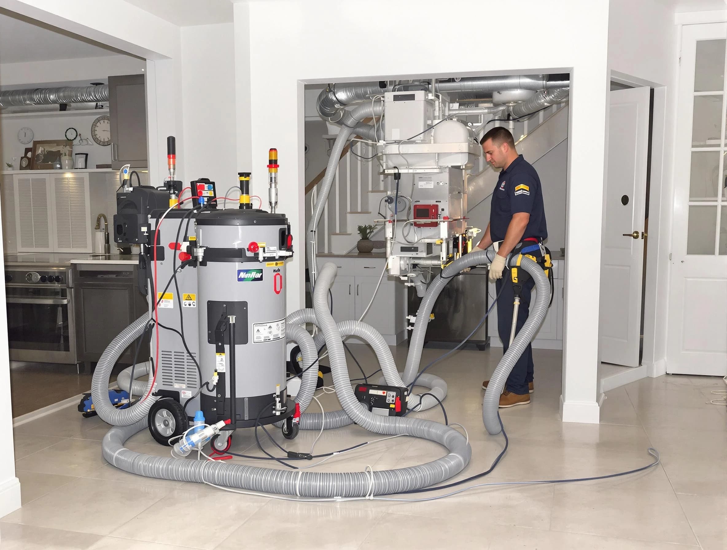 Ashland City Air Duct Cleaning technician operating negative pressure cleaning equipment for thorough duct maintenance in Ashland City