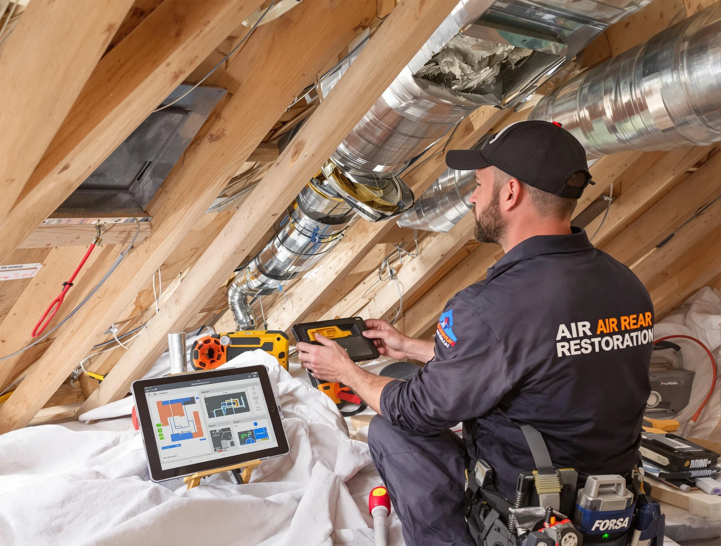 Ashland City Air Duct Cleaning technician performing precise duct repair work in Ashland City